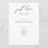 Nothing Fancy Just Love Minimalist Wedding Programm (Vorderseite)