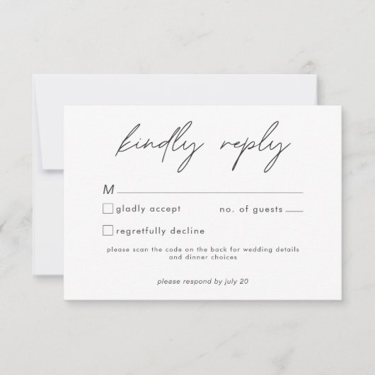 Nothing Fancy Just Love Minimalist Wedding QR Code RSVP Karte (Vorderseite)