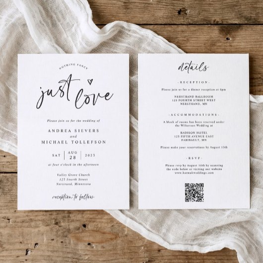 Nothing Fancy Just Love Modern Handwriting Wedding Einladung