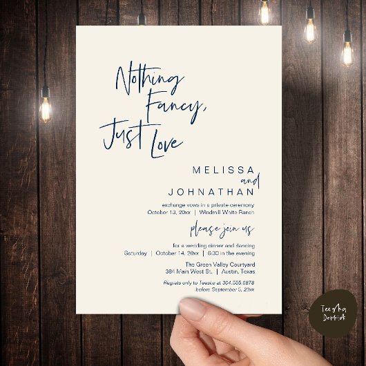Nothing Fancy Just Love, Modern Wedding Dinner Einladung