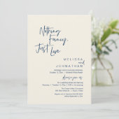 Nothing Fancy Just Love, Modern Wedding Dinner Einladung (Stehend Vorderseite)