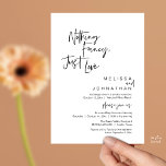 Nothing Fancy Just Love, Modern Wedding Reception Einladung<br><div class="desc">Elegantly announce your happily ever after with our modern classy wedding elopement reception dinner celebration invitation card, with card title "Nothing Fancy, Just love". Tailored for couples continuing their love story, this invitation strikes a perfect balance of sophistication and charm, setting the scene for an unforgettable event. Featuring a modern...</div>