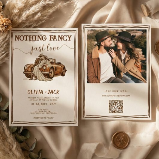 Nothing Fancy Just Love Photo QR Code Wedding Einladung