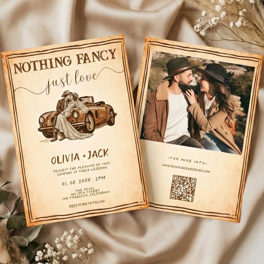 Nothing Fancy Just Love Photo QR Code Wedding   Einladung
