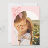 Nothing Fancy Just Love Pink Bow Photo Wedding Einladung (Vorderseite)