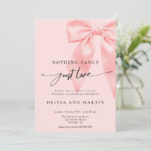 Nothing Fancy Just Love Pink Bow Wedding Einladung (Stehend Vorderseite)