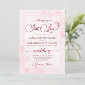 Nothing Fancy Just Love Pink Peonies Boho Wedding Einladung (Stehend Vorderseite)