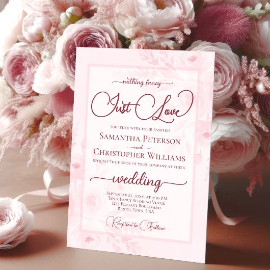 Nothing Fancy Just Love Pink Peonies Boho Wedding Einladung