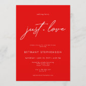 Nothing Fancy Just Love Red Minimal Bridal Shower Einladung (Vorderseite)