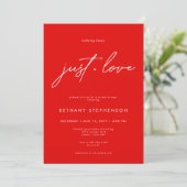Nothing Fancy Just Love Red Minimal Bridal Shower Einladung (Stehend Vorderseite)
