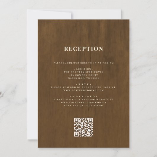 Nothing Fancy Just Love Rustic QR Code Wedding Einladung (Rückseite)