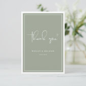 Nothing Fancy Just Love Sage Green Elegant Wedding Dankeskarte (Stehend Vorderseite)