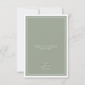 Nothing Fancy Just Love Sage Green Elegant Wedding Dankeskarte (Rückseite)