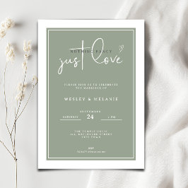 Nothing Fancy Just Love Sage Green Elegant Wedding Einladung