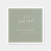 Nothing Fancy Just Love Sage Green Elegant Wedding Serviette (Vorderseite)