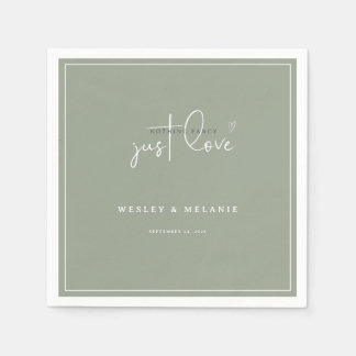 Nothing Fancy Just Love Sage Green Elegant Wedding Serviette