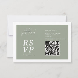 Nothing Fancy Just Love Sage Green QR-code RSVP Karte