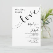 Nothing Fancy Just Love, Wedding, Script, Simple Einladung (Stehend Vorderseite)
