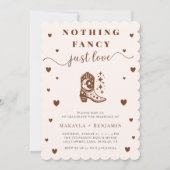 Nothing Fancy Just Love Western Rustic Wedding Einladung (Vorderseite)