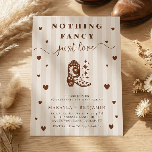 Nothing Fancy Just Love Western Rustic Wedding Einladung