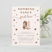 Nothing Fancy Just Love Western Rustic Wedding Einladung (Stehend Vorderseite)