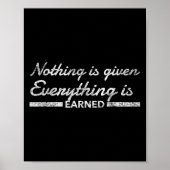 Nothing Is Given Everything Is Earned Motivational Poster (Vorne)