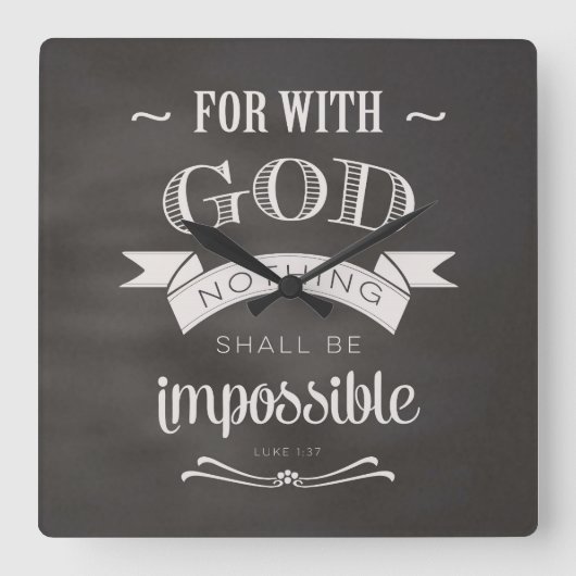 Nothing Is Impossible Quadratische Wanduhr (Vorderseite)