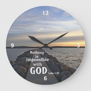 Nothing Is Impossible With God Große Wanduhr