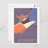"Nothing like a Good Book" Vintage Poster Postkarte (Vorne/Hinten)