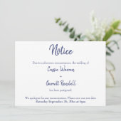 "Notice", Navy White, die Hochzeitsankündigung ver Einladung (Stehend Vorderseite)