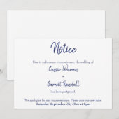 "Notice", Navy White, die Hochzeitsankündigung ver Einladung (Vorne/Hinten)