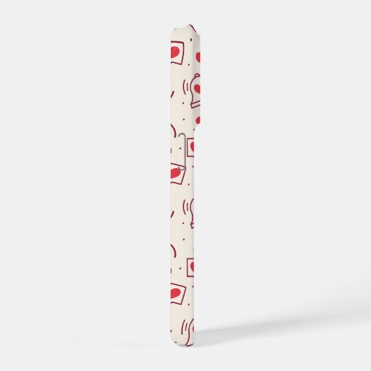 Notification Heart Bell Burgundy Red Love Pattern iPhone Hülle (Rechte Seite)