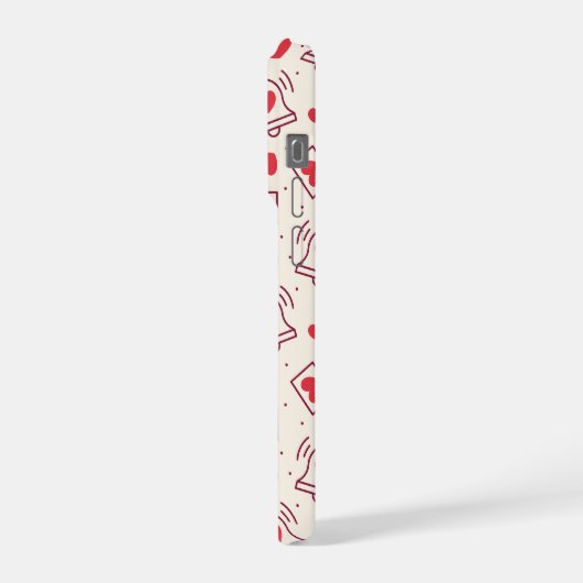 Notification Heart Bell Burgundy Red Love Pattern iPhone Hülle (Linke Seite)