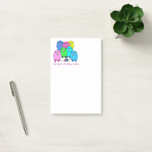Notiz. Personalisierte Schafe und Garne Post-it Klebezettel (Büro)