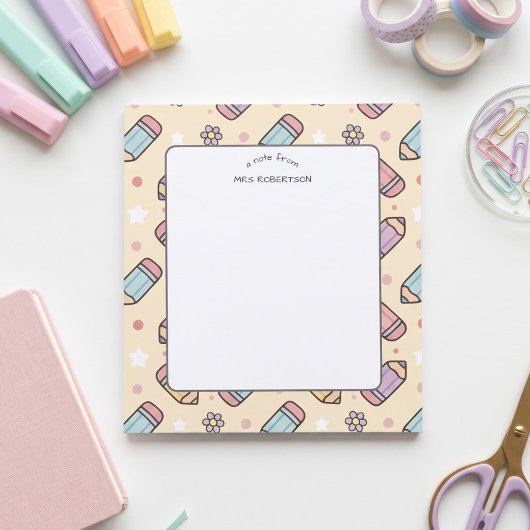 Notiz von Lehrer Bleistift Muster Notizblock
