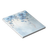 Notizblock Blaue Blumen und Perlen (angewinkelt)