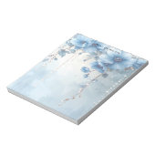 Notizblock Blaue Blumen und Perlen (Rotiert)