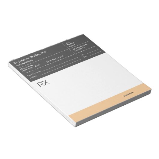 Notizblock für Arzt Rezepte – Bearbeitbare Arzt RX (angewinkelt)