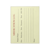 Notizblock für das Medikationsprotokoll (weiß) (Rotiert)