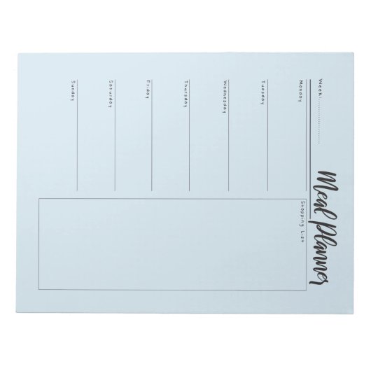 Notizblock für den Speiseplan (Vorderseite)