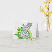 Notizblock-Grußkarte /Kitten Karte (Gelbe Blume)