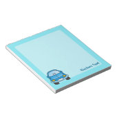 Notizblock mit blauem Cartoon (angewinkelt)