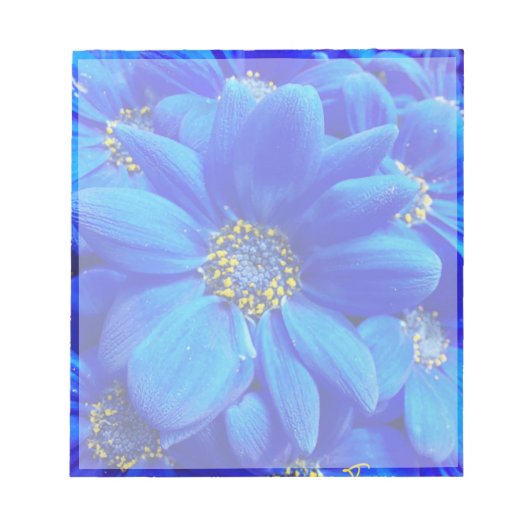 Notizblock mit blauen Blumen (Vorderseite)