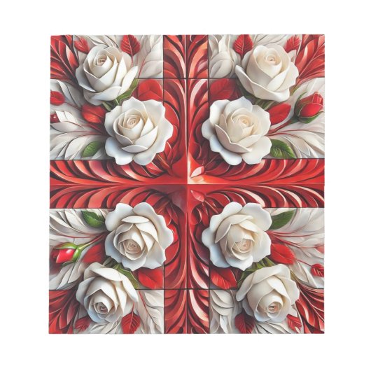 Notizblock mit englischen Rosen modernes Design (Vorderseite)