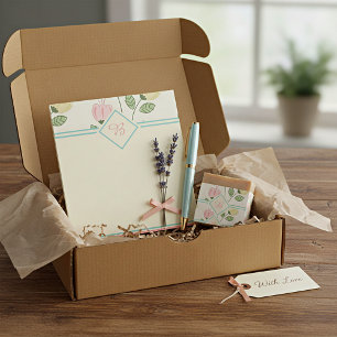 Notizblock mit hübschem Blumenrahmen