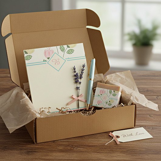 Notizblock mit hübschem Blumenrahmen