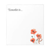 Notizblock mit Mohn-Monogramm-Wildblumen (Vorderseite)