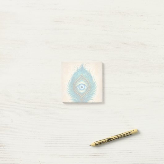 Notizblock mit Pfauenfeder-Design (Auf Schreibtisch)