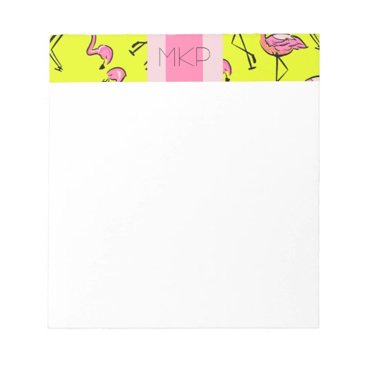 Notizblock mit rosa Flamingo-Monogramm (Vorderseite)