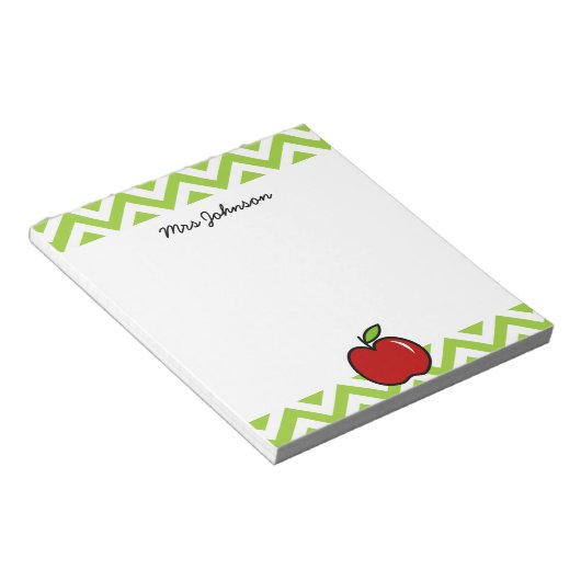 Notizblock mit rotem Apfel für Lehrer | Personalis (angewinkelt)
